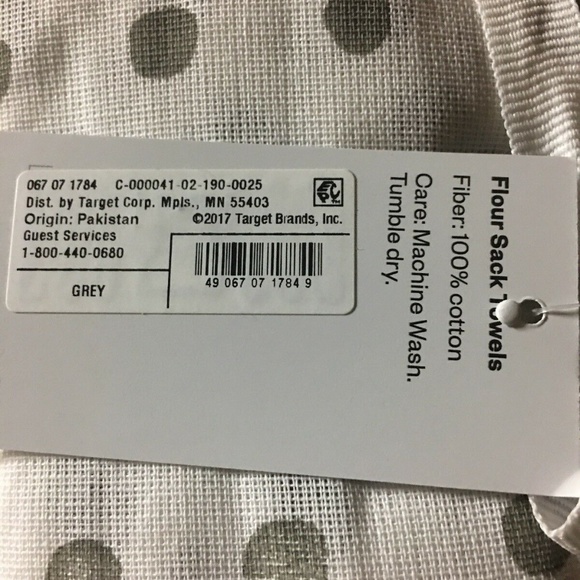 Kitchen Towels Dish 4Pk Gray/Polka Dot Flour Sack - Picture 3 of 3